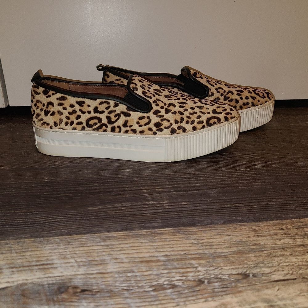 Halogen Leopard Print Calf Hair Platform Slip on Sneakers - Picture 11 of 14